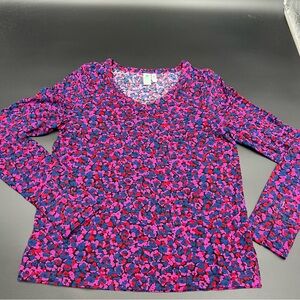 Women’s Aventura blue/pink/red floral‎ shirt size S. Long sleeve.
